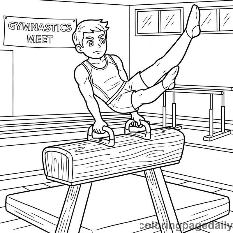 Gymnast Pommel Horse Routine - Colored reference example