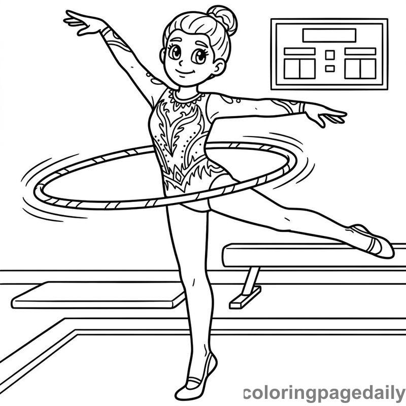 Gymnast Spinning Hula Hoop - Colored reference example