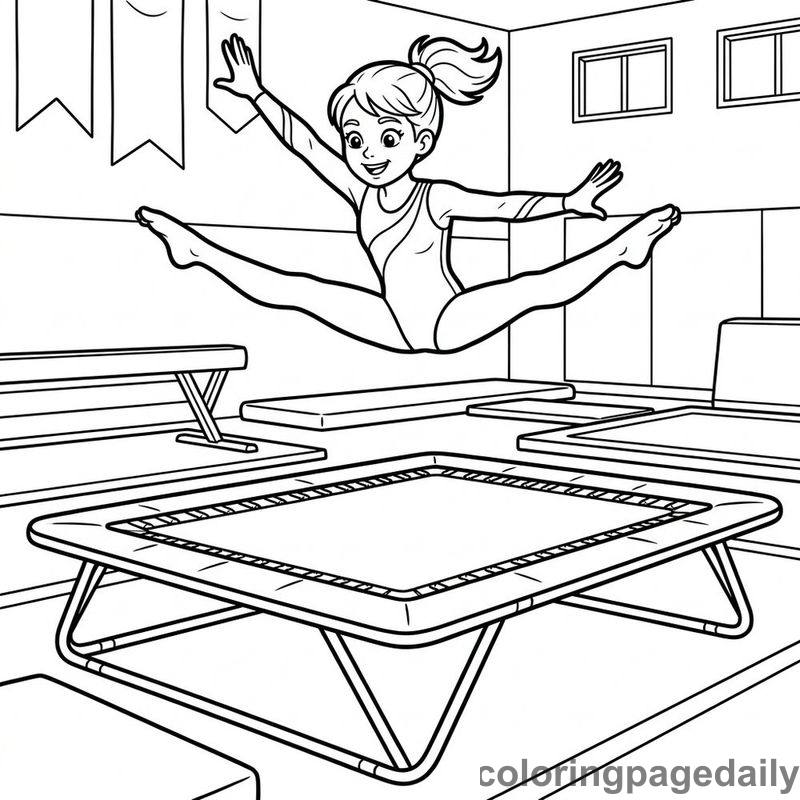 Gymnast Trampoline Split Jump - Colored reference example
