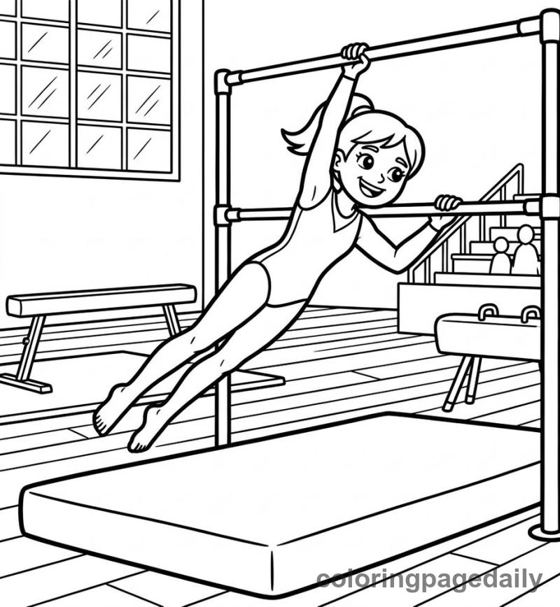 Gymnast Uneven Bars - Colored reference example