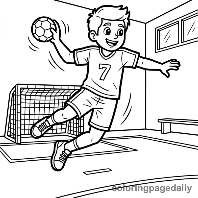 Handball Player Jumping - Colored reference example
