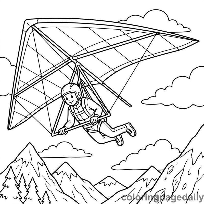 Hang Glider Flight - Daily printable coloring page in Vehicle category