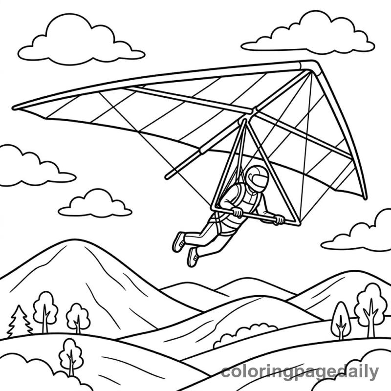 Hang Glider Soaring - Daily printable coloring page in Vehicle category