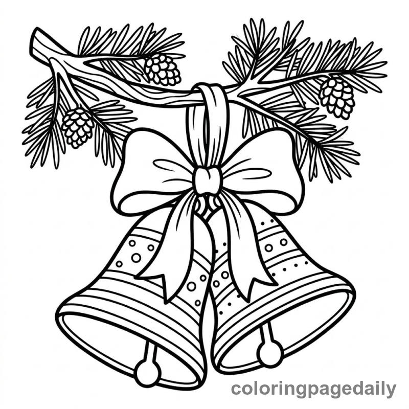Hanging Christmas Bells - Daily printable coloring page in Christmas category