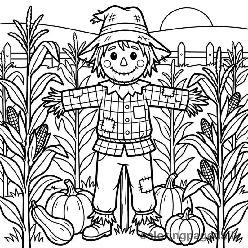 Happy Harvest Scarecrow - Colored reference example