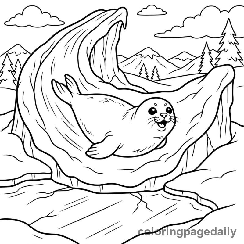 Harp Seal Glacier Slide - Colored reference example