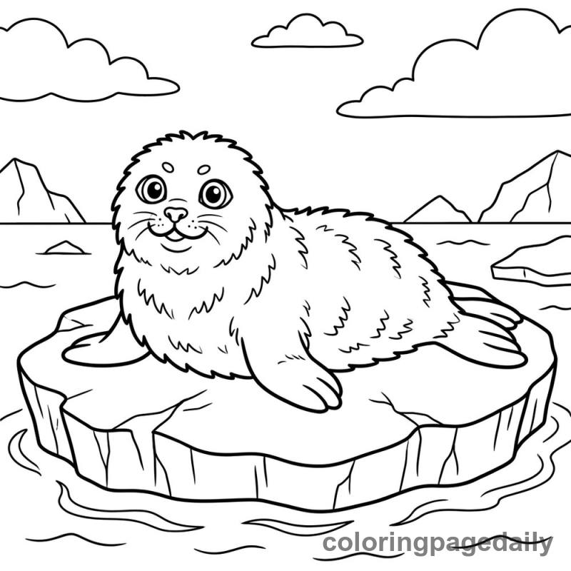 Harp Seal on Ice - Colored reference example