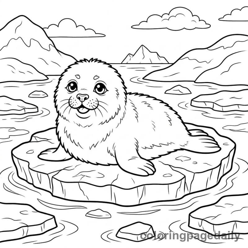 Harp Seal Pup Relaxing - Colored reference example