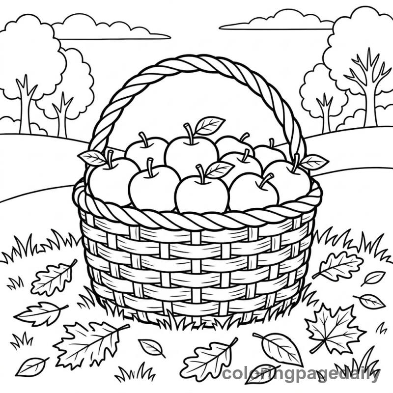 Harvest Basket of Apples - Colored reference example