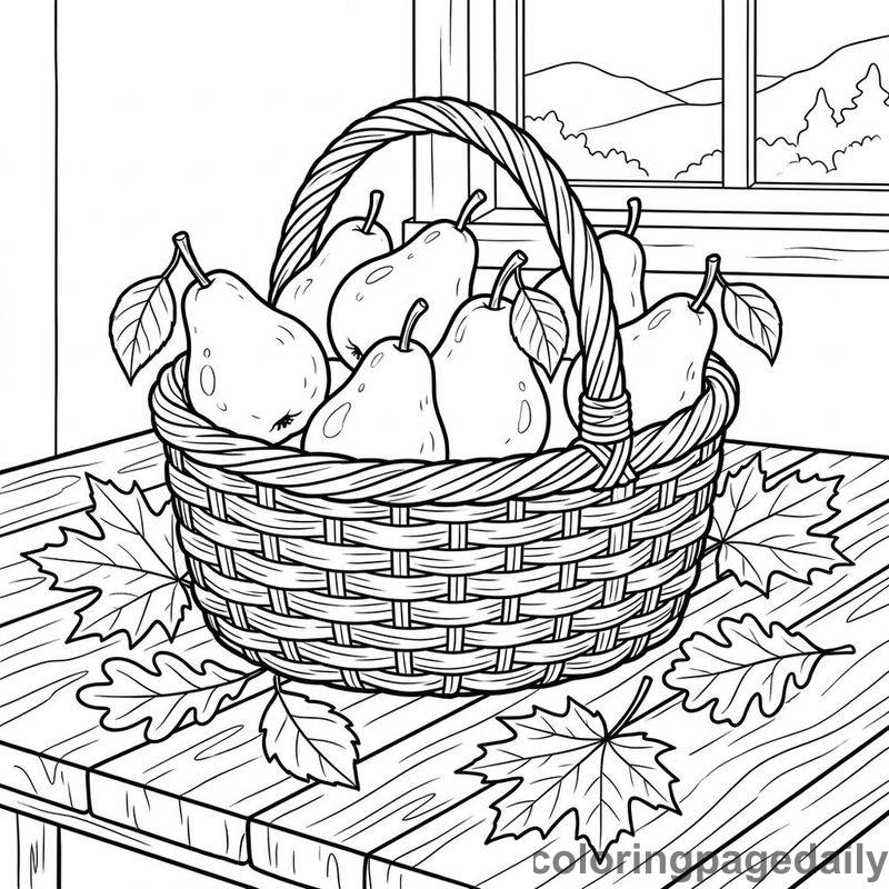 Harvest Basket of Pears - Colored reference example