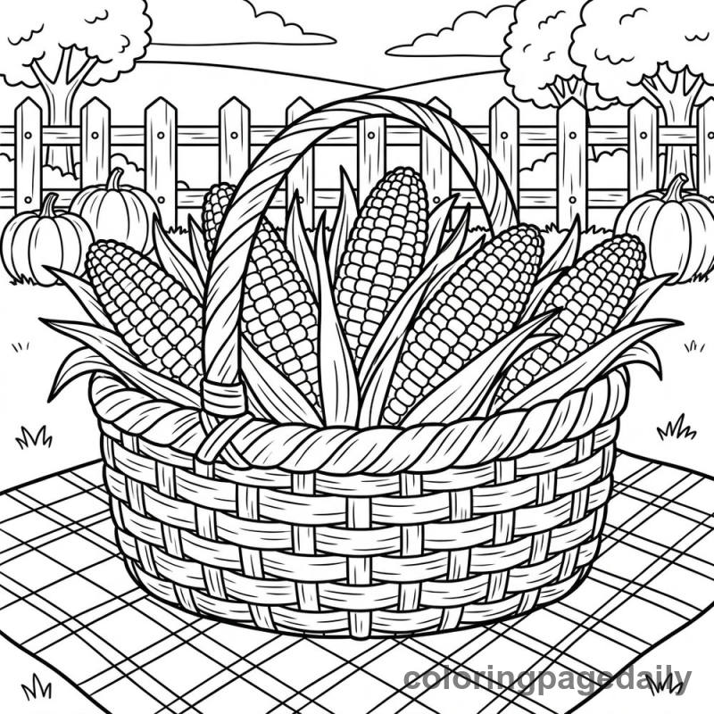 Harvest Corn Basket Display - Colored reference example
