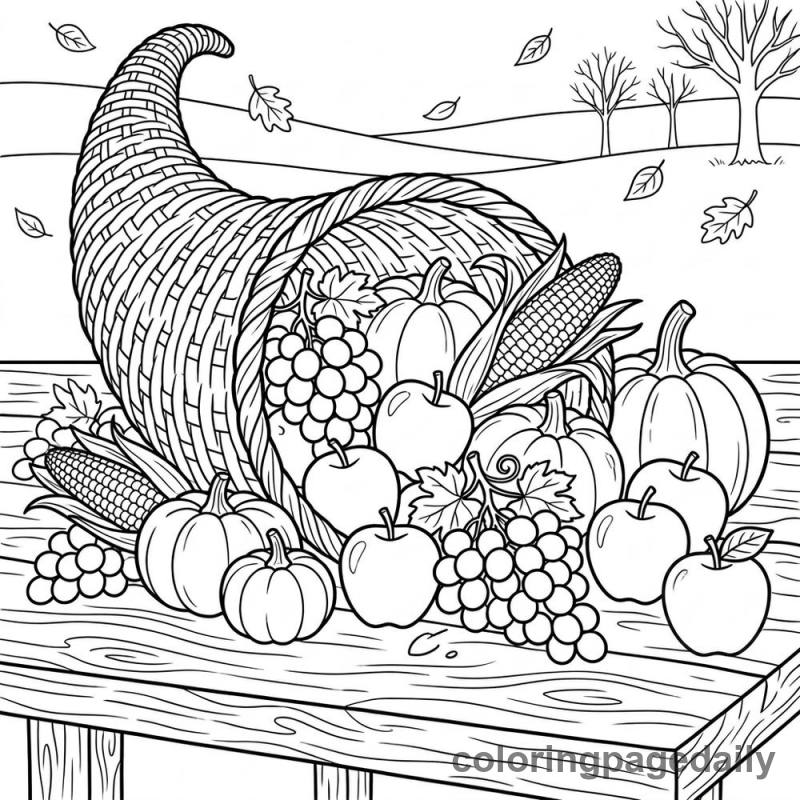 Harvest Cornucopia Fruit - Colored reference example