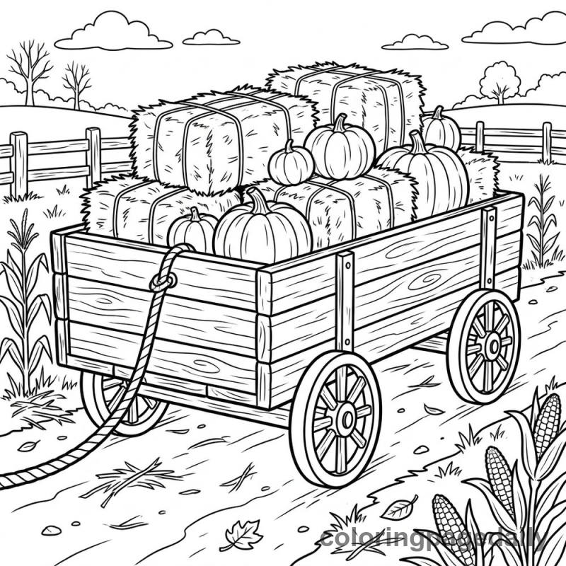 Harvest Hayride Wagon - Colored reference example