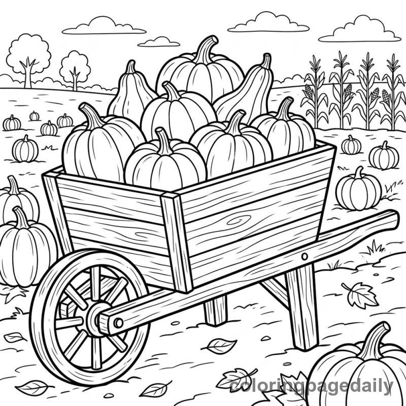 Harvest Pumpkin Wheelbarrow - Colored reference example