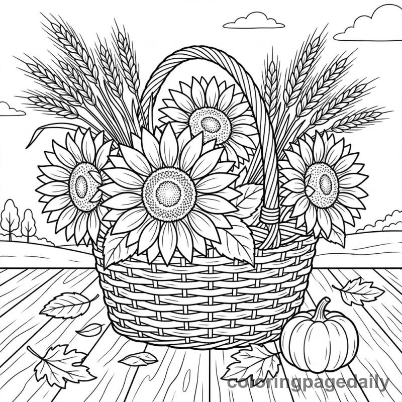 Harvest Sunflower Basket - Colored reference example