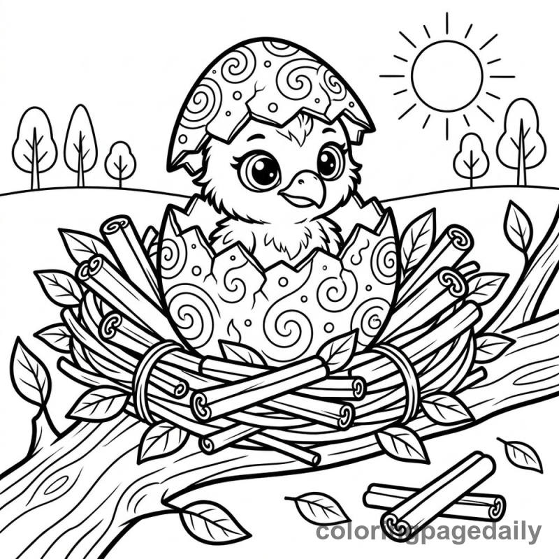 Hatching Phoenix Chick - Colored reference example