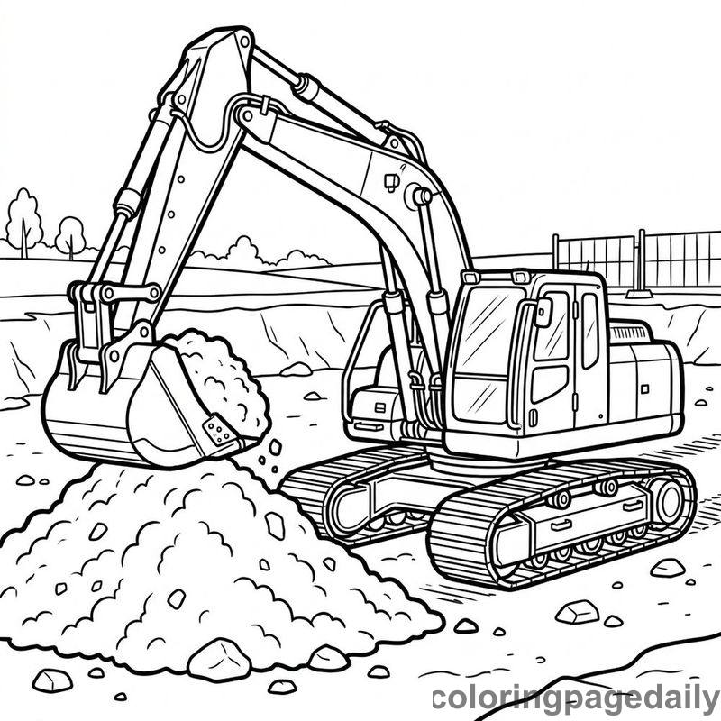 Heavy Construction Excavator Digging - Colored reference example