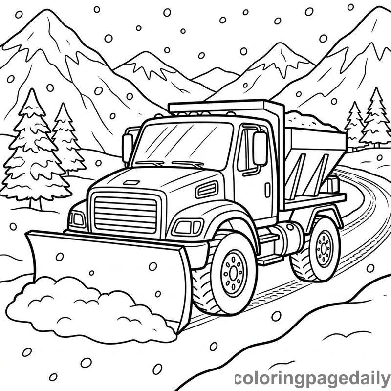 Heavy Duty Snowplow Truck - Daily printable coloring page in Vehicle category