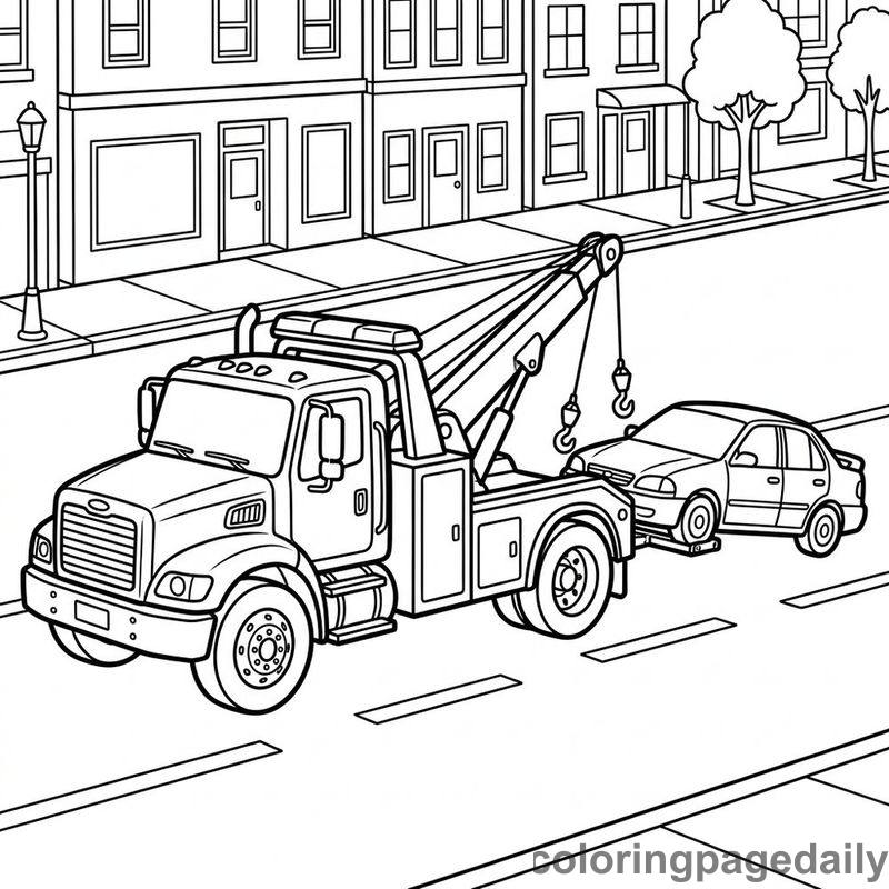 Heavy-Duty Tow Truck - Daily printable coloring page in Vehicle category