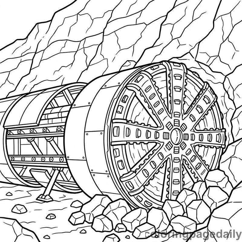 Heavy Tunnel Boring Machine - Daily printable coloring page in Vehicle category
