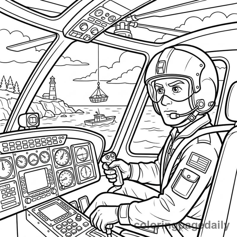 Captain Maya's Mountain Rescue Adventure - story illustration coloring page