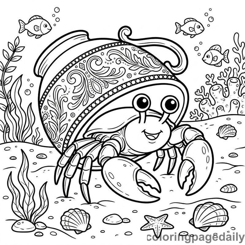 Hermit Crab Teacup Home - Colored reference example