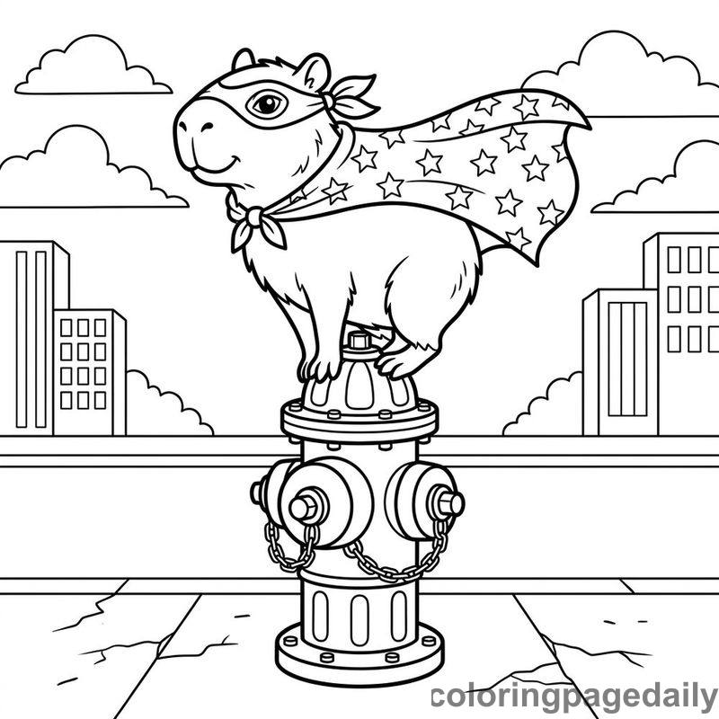 Heroic Capybara On Hydrant - Colored reference example