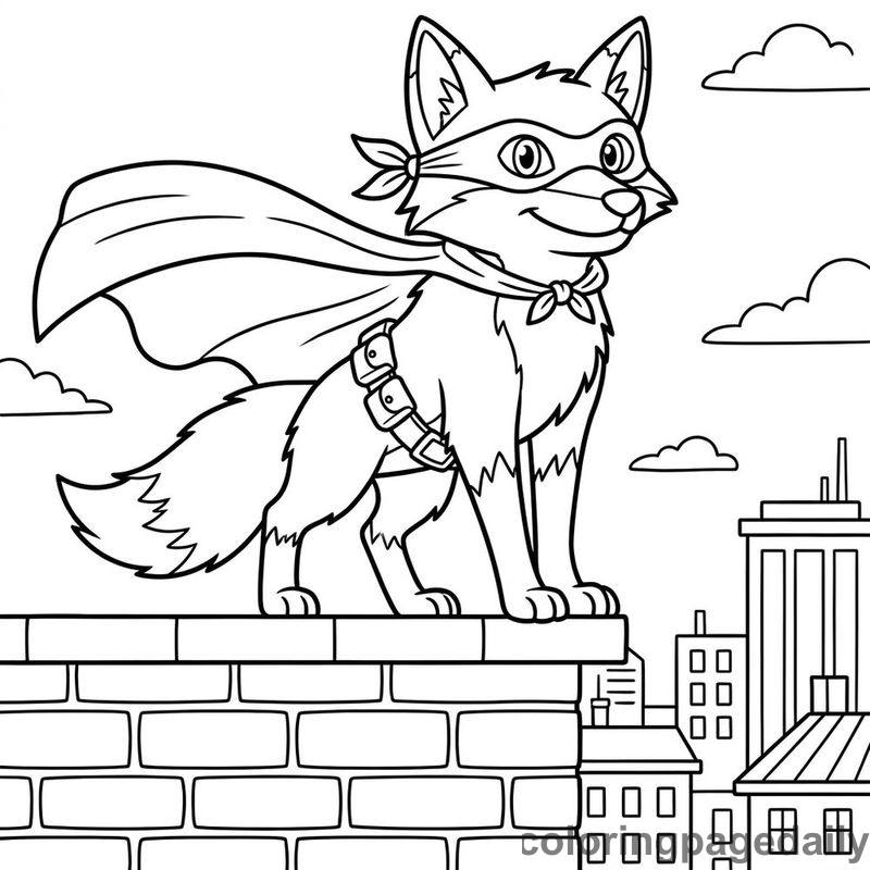 Heroic Superhero Fox Posing - Daily printable coloring page in Superheroes and Action category