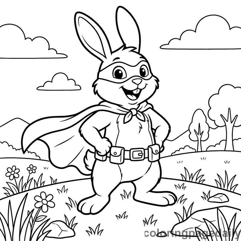 Heroic Superhero Rabbit Posing - Colored reference example