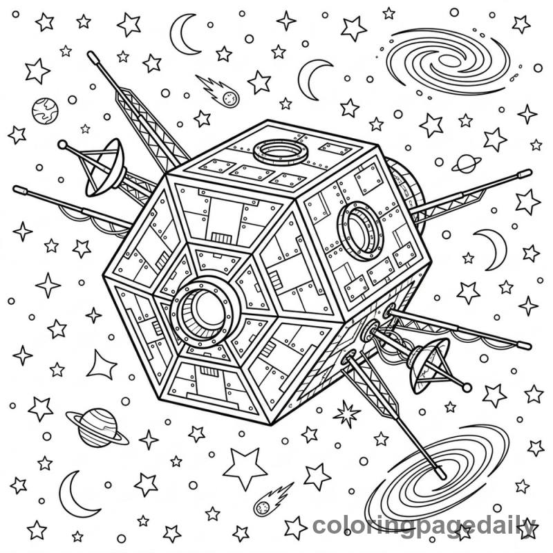 Hexagon Space Station Module - Colored reference example