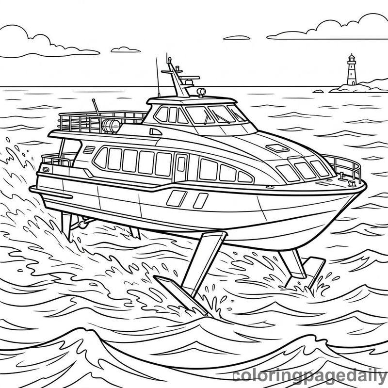 High Speed Hydrofoil Boat - Daily printable coloring page in Vehicle category