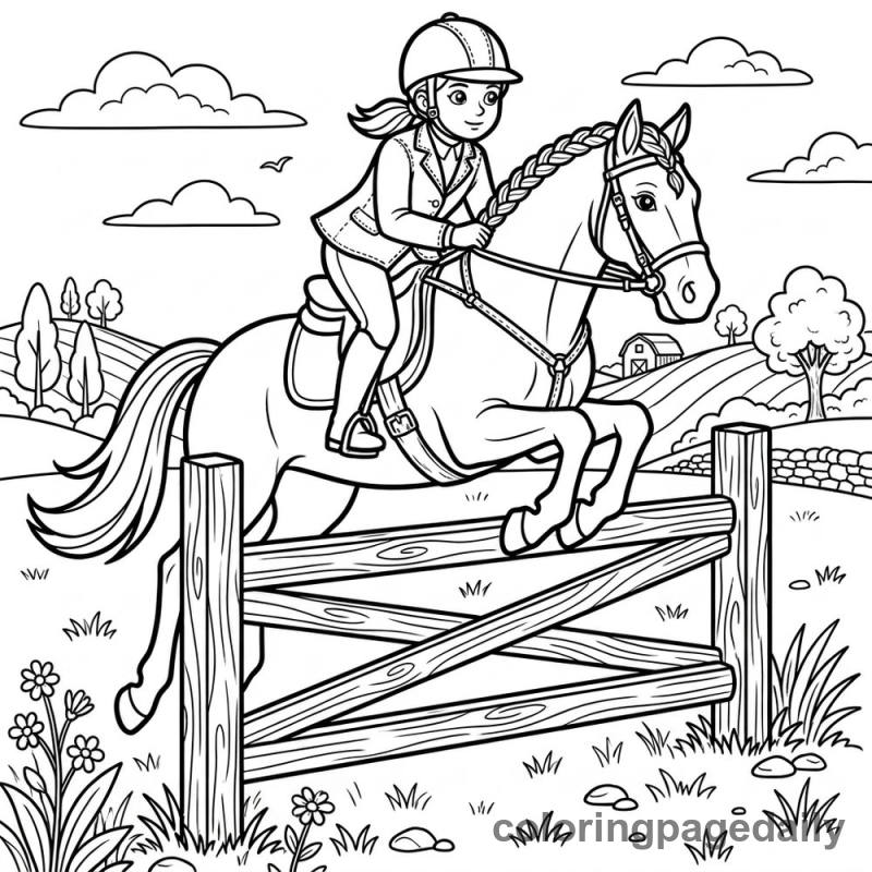 Horseback Jumping - Colored reference example