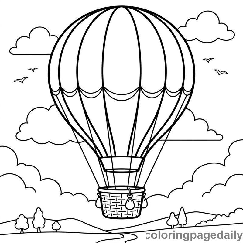 Hot Air Balloon Flight - Daily printable coloring page in Vehicle category