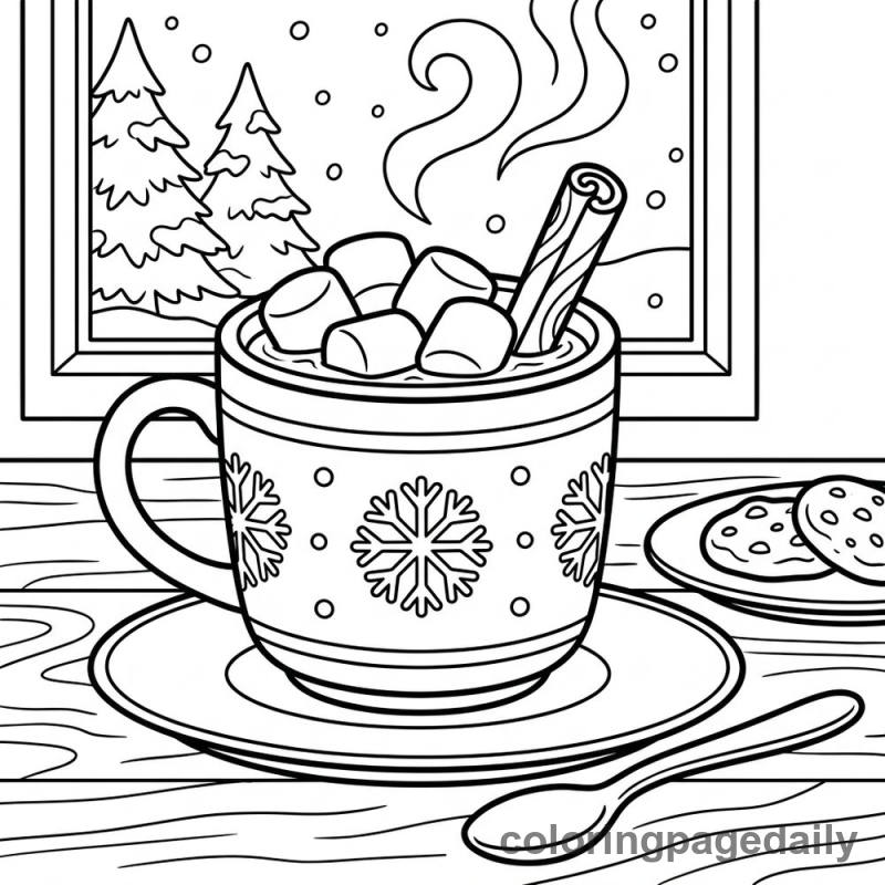 Hot Cocoa with Marshmallows - Colored reference example
