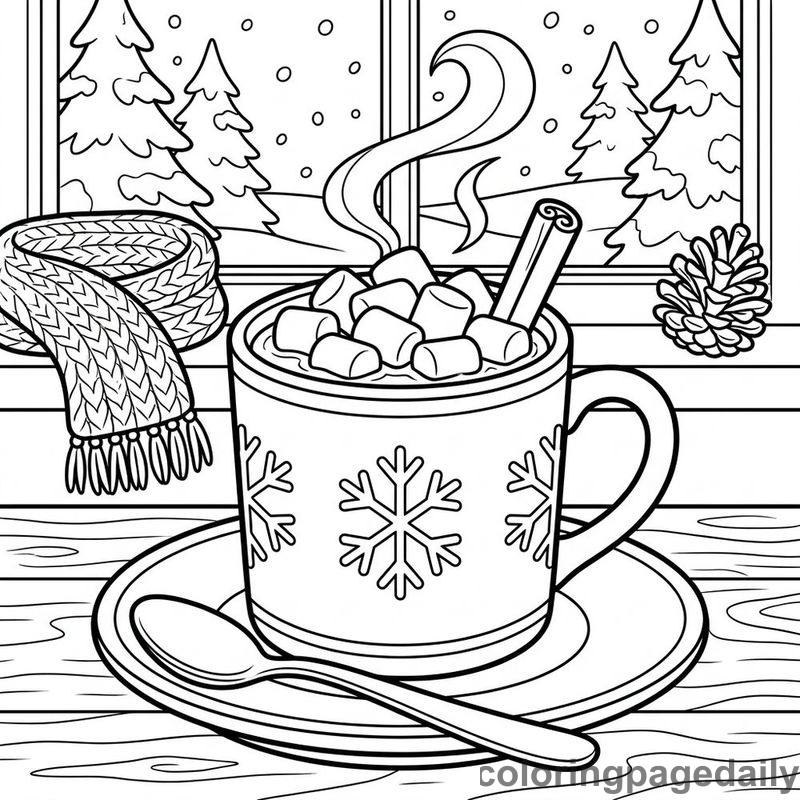 Hot Cocoa With Marshmallows - Colored reference example
