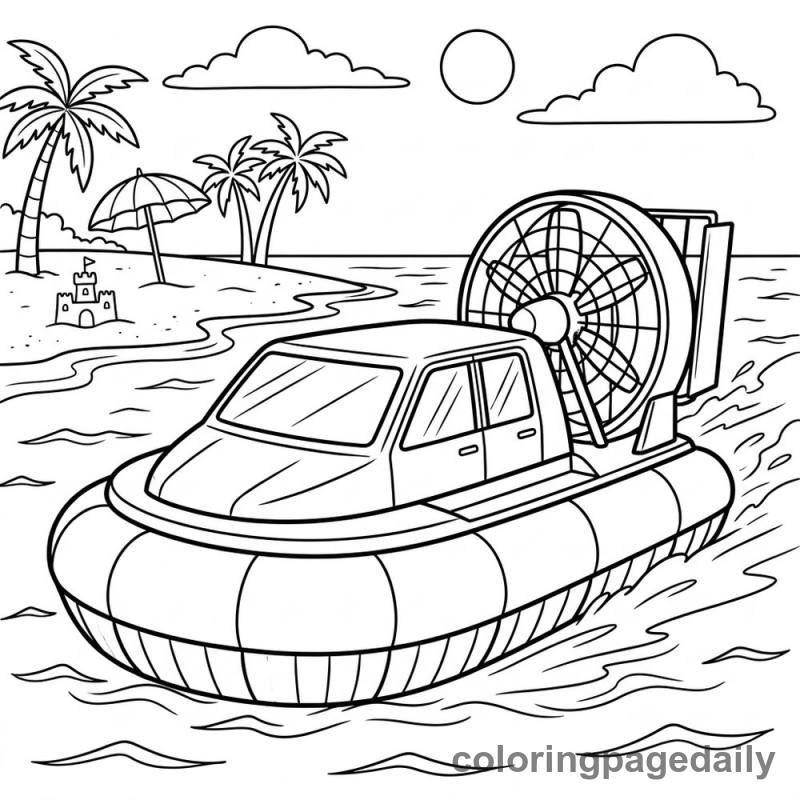 Hovercraft Gliding - Daily printable coloring page in Vehicle category