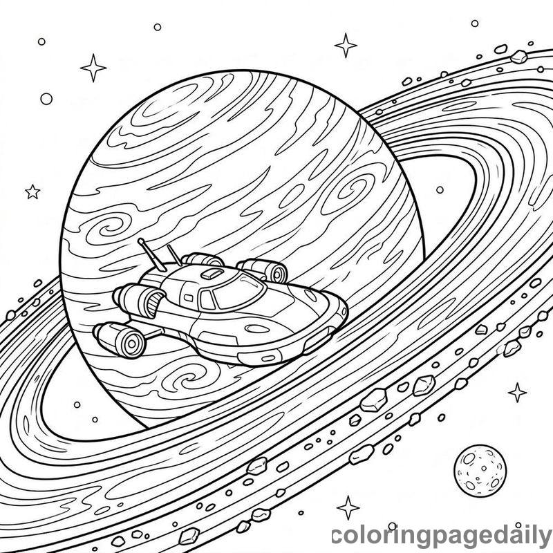 Hovercraft Gliding Over Saturn - Colored reference example