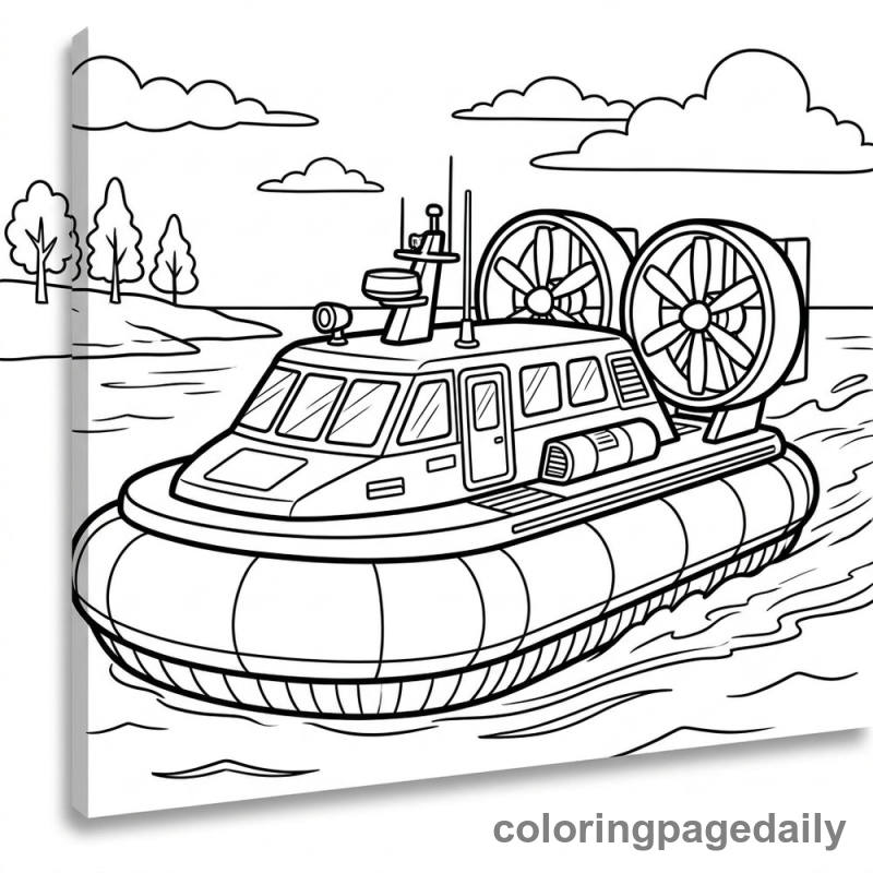 Hovercraft Gliding Water - Colored reference example