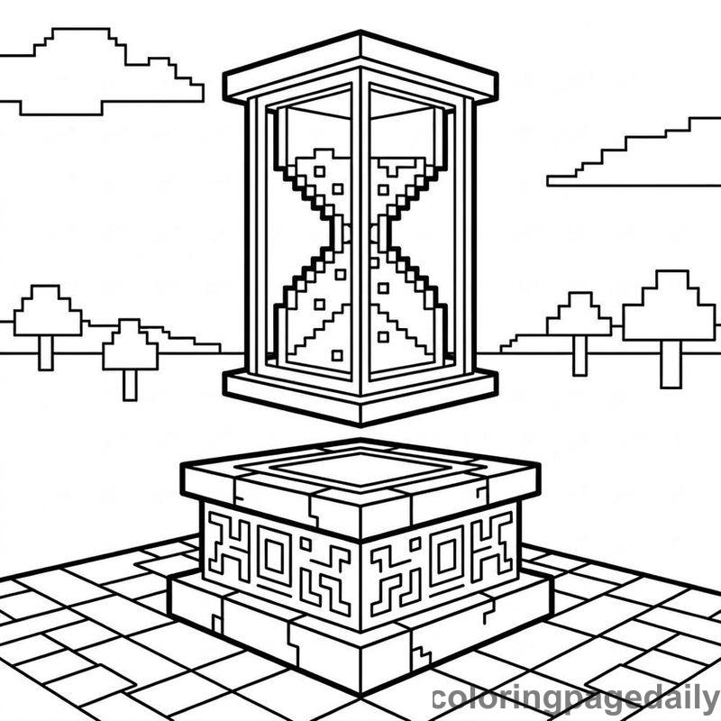 Hovering Pixelated Hourglass - Colored reference example