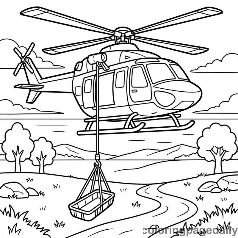 Hovering Rescue Helicopter - Colored reference example