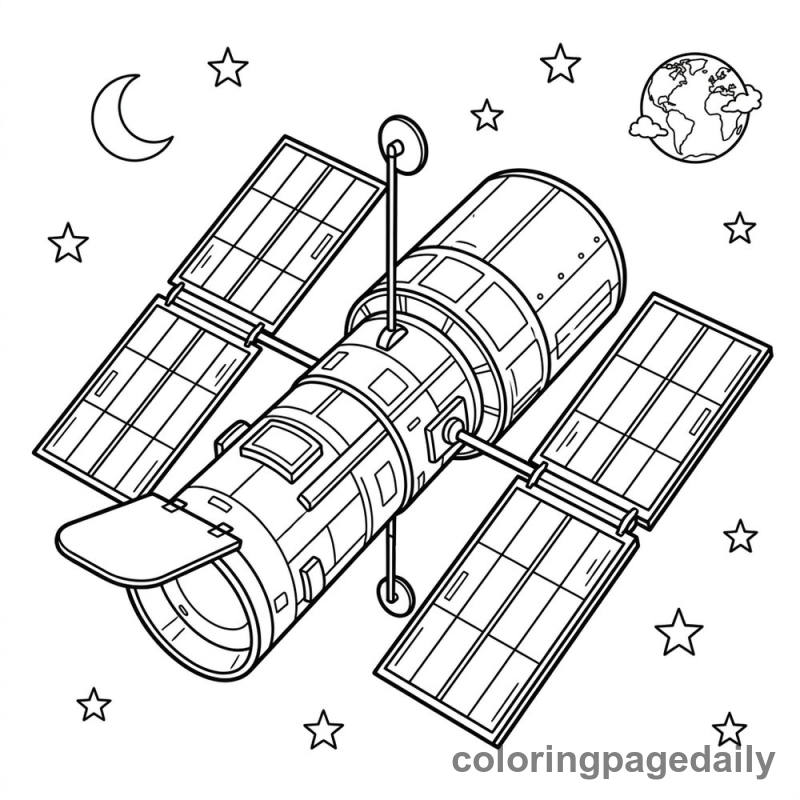 Hubble Telescope in Orbit - Colored reference example