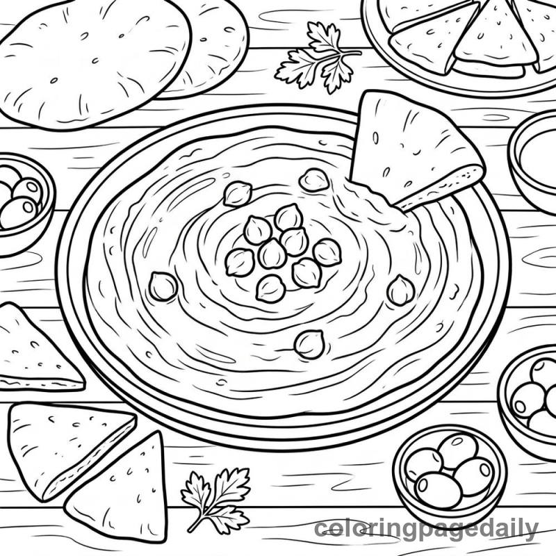 Hummus And Pita Platter - Colored reference example