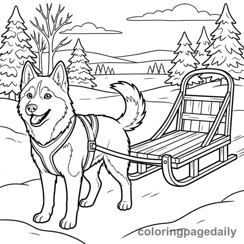 Husky Pulling a Sled - Colored reference example