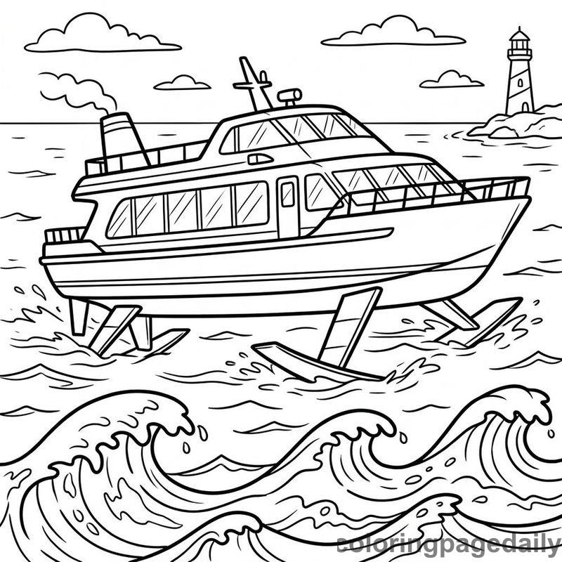Hydrofoil Passenger Ferry Cruising - Colored reference example
