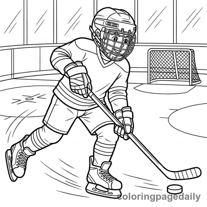 Ice Hockey Action - Daily printable coloring page in Sports category