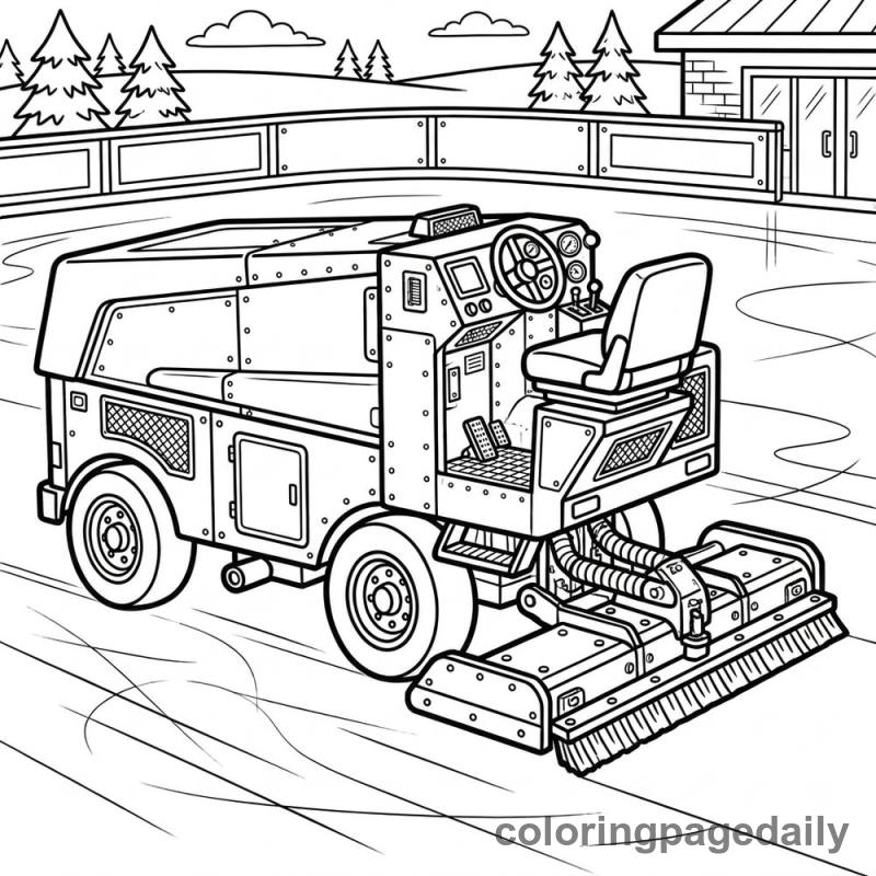 Ice Resurfacer Machine - Daily printable coloring page in Vehicle category