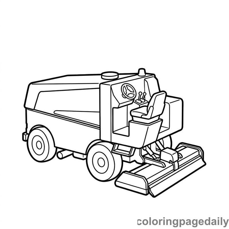 Ice Resurfacing Machine Working - Daily printable coloring page in Vehicle category