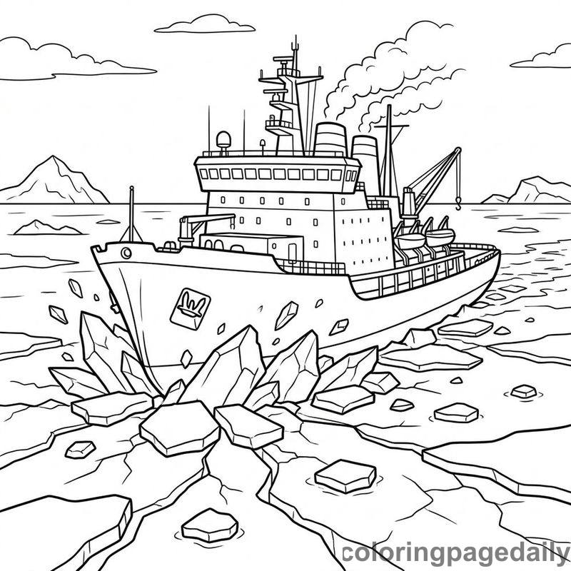 Icebreaker Ship Cracking Ice - Colored reference example