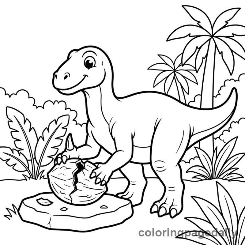 Iguanodon Cracking Prehistoric Nut - Colored reference example
