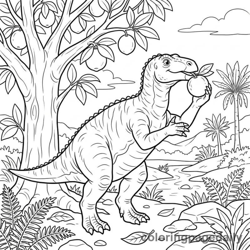 Iguanodon Eating Fruit - Colored reference example